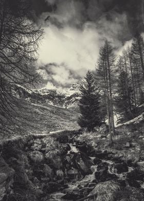 Mountain scenery in the Italian Alps near Sondrio, Lomb ... 