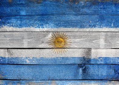 Argentina wood painted flag