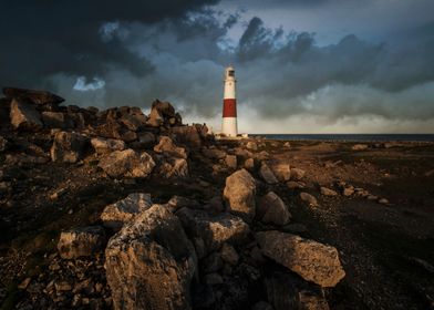 Red and white lighthouse of Lizard, Cornwall