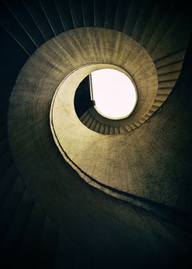 Spiral stairs in warm tones