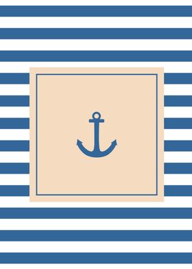 Hello sailor with anchor on white and blue stripes 
