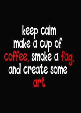 black white and red word art keep calm quote