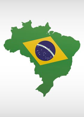 Brazil shape with flag 