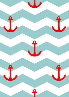 Hello sailor with red anchor on white and blue stripes  ... 