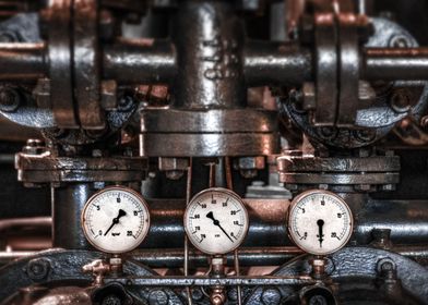 Steampunk - HDR detail of old industrial machine with t ... 