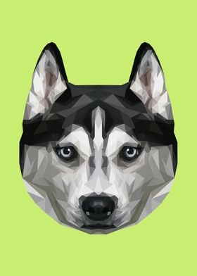 Husky Polygon Art // Green