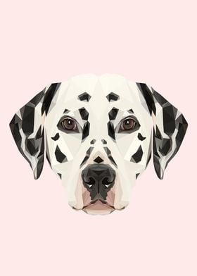 Dalmatian Polygon Art // Pastel Pink