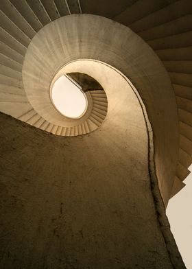 Brown concrete spiral stairs