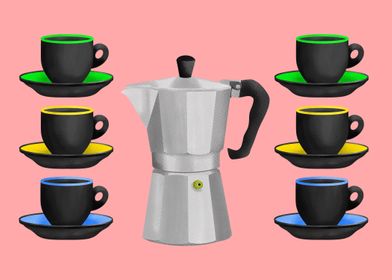 An illustration of a stove top moka pot style espresso  ... 