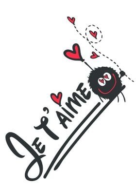 Love in french language Je t'aime typography 