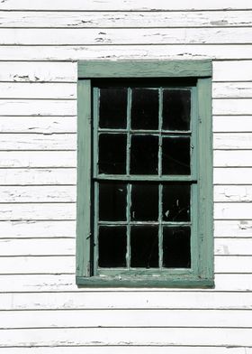 Green window in an abandon