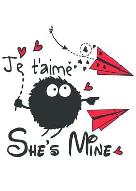 She's mine. cute valentine's day quote illustration lin ... 