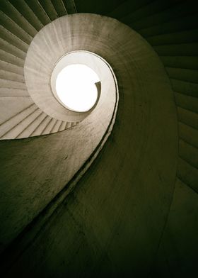 Spiral stairs in brown tones