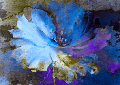 blue abstract floral on old wall