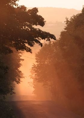 Mountain road on a sunset