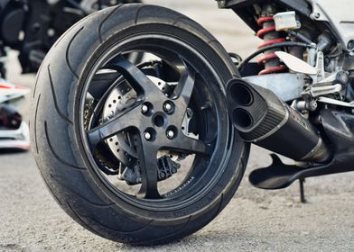 Rear tyre of a modern supersport motorcycle