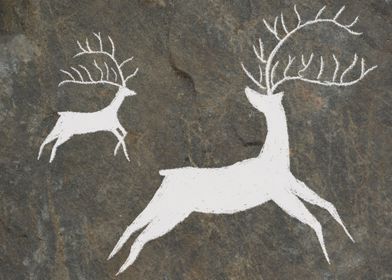 prehistoric deer illustration white