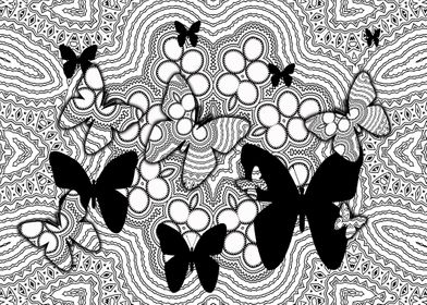 Butterflies black and white Style