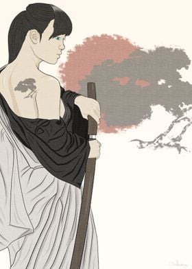 Samurai girl as canvas variation.