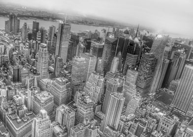 Manhattan New York City cityscape 8 black and white