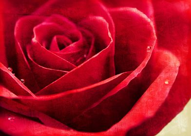 Bright red rose with a romantic texture by Clare Bevan  ... 