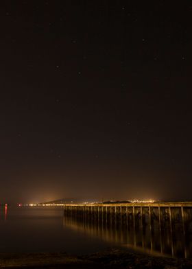 Long exposure of a pier on the River Clyde in Scotland