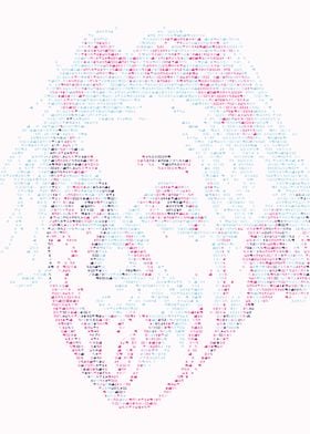 Albert Einstein. Portrait made out of tiny icons; see m ... 