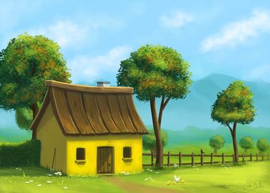 Peaceful yellow house