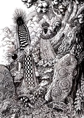 'The Forgotten' Ink on paper. The forgotten gods of dea ... 