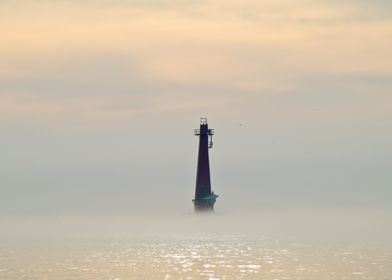 Muskegon Lighthouse in the fog