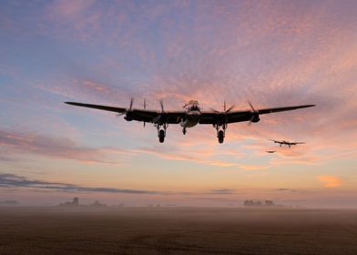 RAF Lancaster Bombers come home