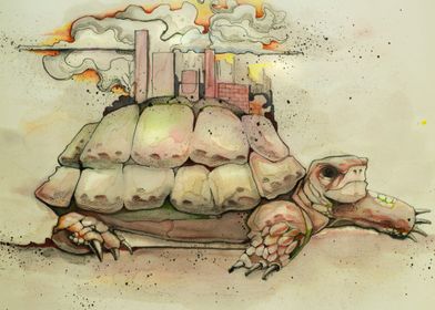 Hand drawn watercolor illustration or drawing of a turt ... 