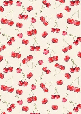Cherry Pattern_ Watercolor on Paper