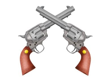 Two pistols / revolvers crossed over each other.