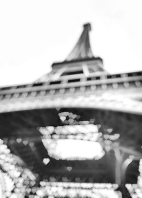 Black and white photograph of the Eiffel Tower in paris ... 