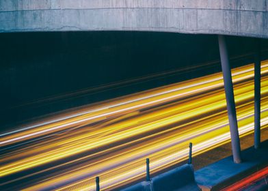 Photograph of car lights with long exposure effects