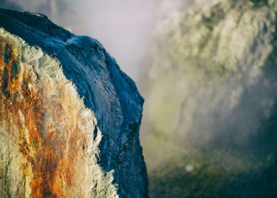 Photograph of a steamy rocks landscape