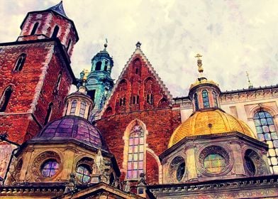 Cracow Wawel watercolor