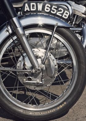 front drum brake of a classic British cafe racer motorc ... 