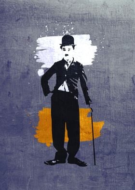 Digital illustration or drawing of Charlie Chaplin