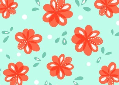 Beautiful pattern of cheerful red abstract flowers, lit ... 