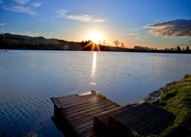 A shot from a Scottish fishing lake during a beautiful  ... 