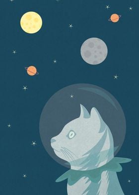 A Cat dreaming about the Space.
