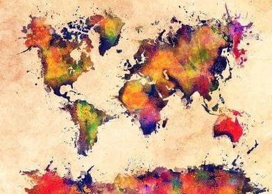 World map watercolor 3