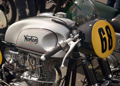 Close up of a classic Norton Motorcycle