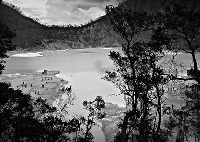 beautiful scene from crater Kawah Putih in ciwedey, ban ... 