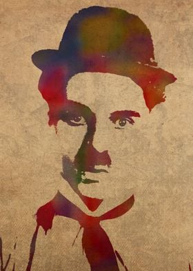 Charlie Chaplin Watercolor Portrait