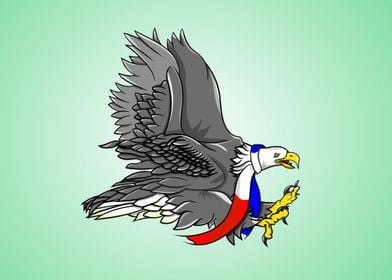 Eagle Wearing A Red White And Blue Scarf