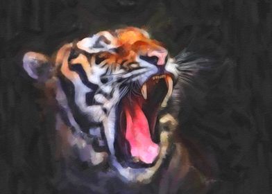 Tiger roar digital painting