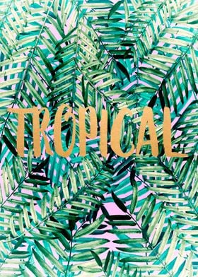 BOHEMIAN TROPICAL DESIGN WITH A GOLD TYPOGRAHPY. MIXED  ... 